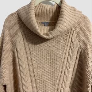 Charlotte Russe Cowl Neck Cable Knit Sweater Nude w/ Pink Undertones Size Medium
